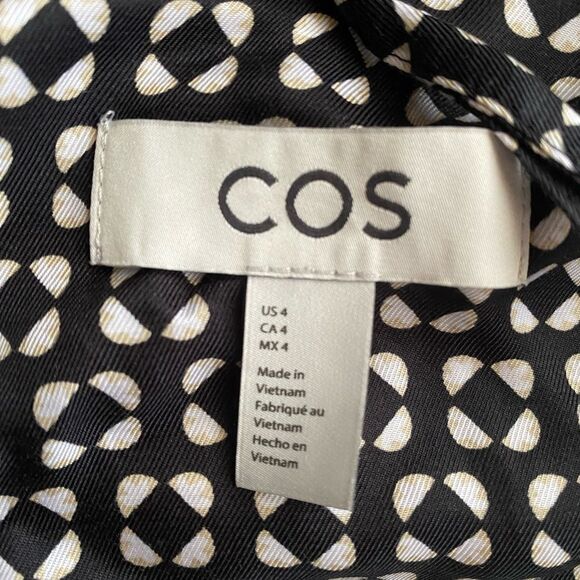 COS Maxi Dress Long Sleeve Black/ White Pockets Buttons Sz 4 - Picture 5 of 8